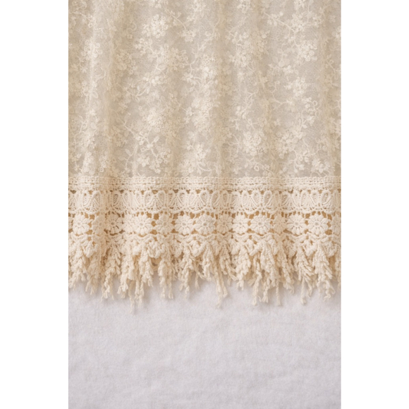 Haute Monde Boho Lace Tank Top Cream Crochet Fringe Hem Sheer Floral Size M
Dres - Picture 7 of 11